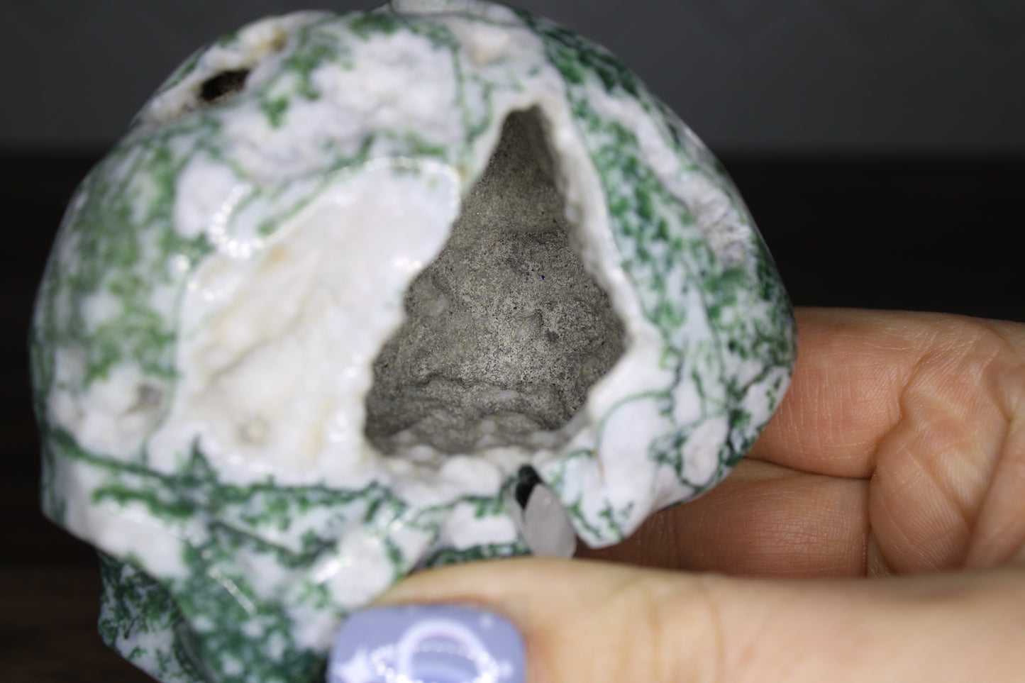 Moss Agate Skull