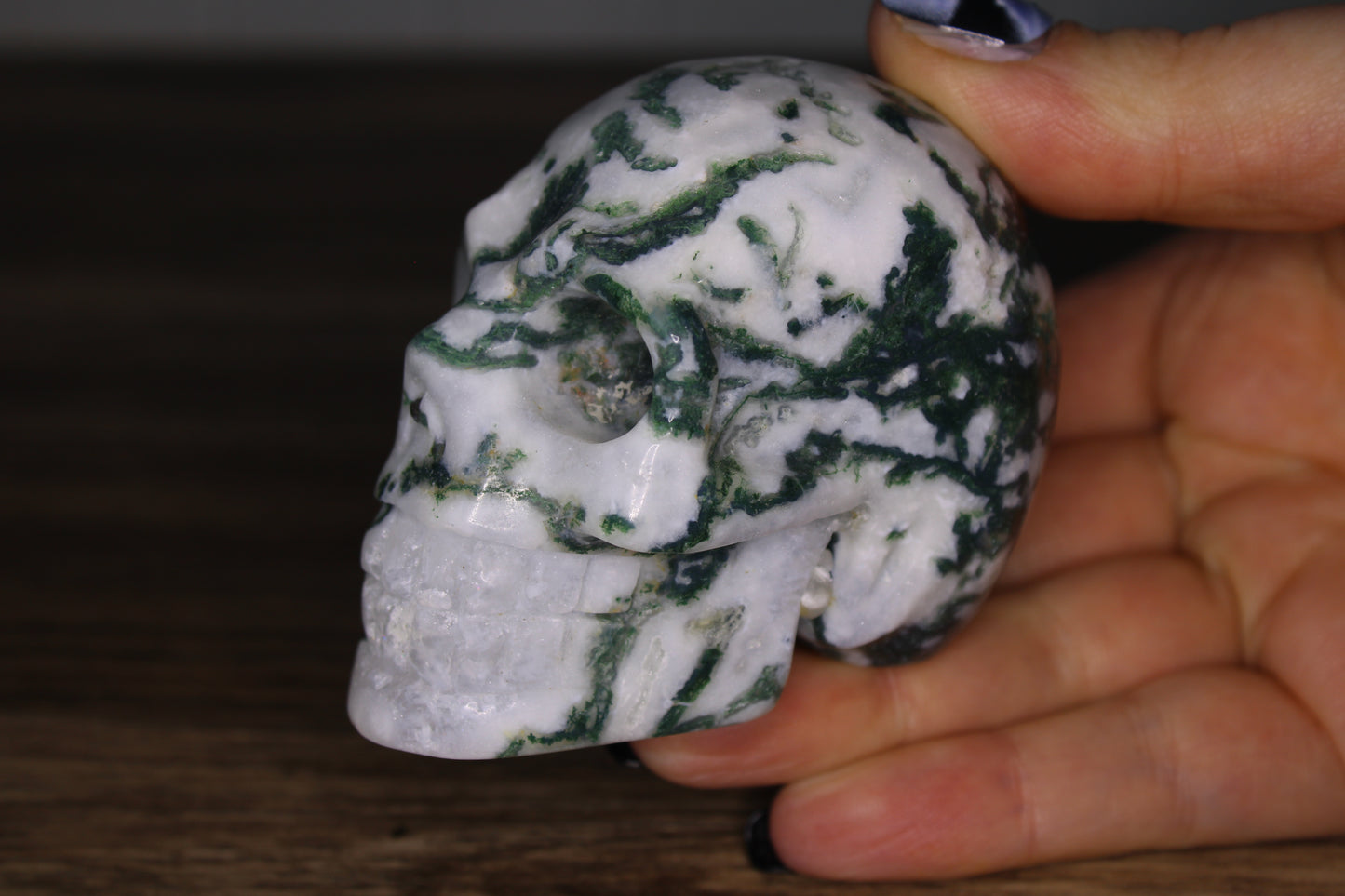 Moss Agate Skull