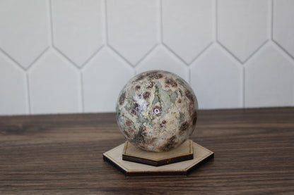 Green Flower Jasper Sphere