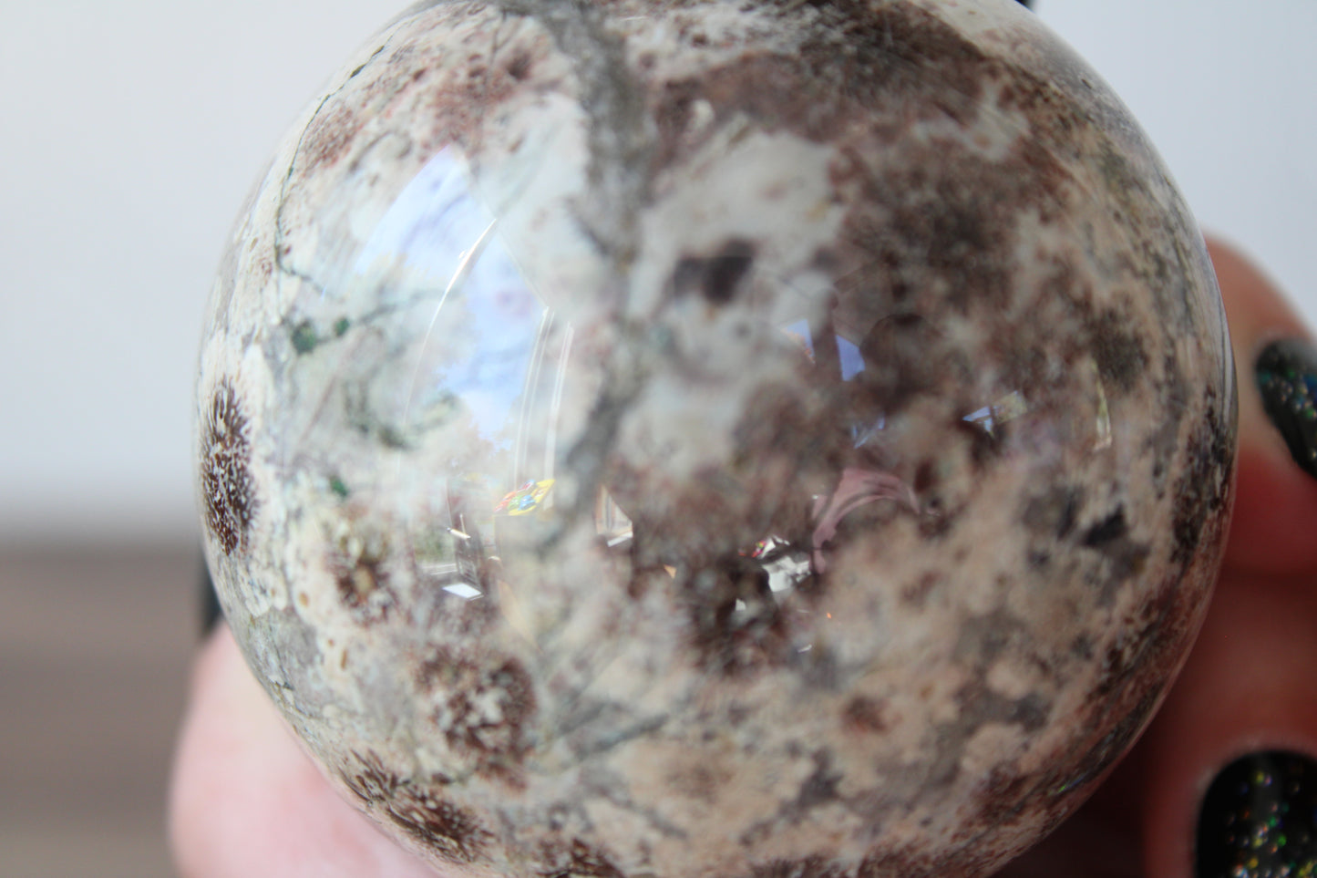 Green Flower Jasper Sphere