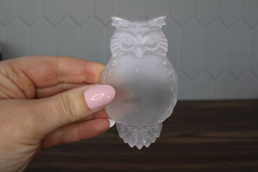 Selenite Owl Bowl